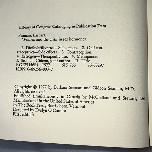 WOMEN AND THE CRISIS IN SEX HORMONES BY BARBARA & GIDEON SEAMAN BARD OVER BOOK - Picture 12 of 17